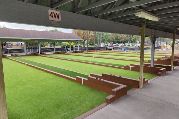 Albuquerque Bocce Ball Game using artificial grass